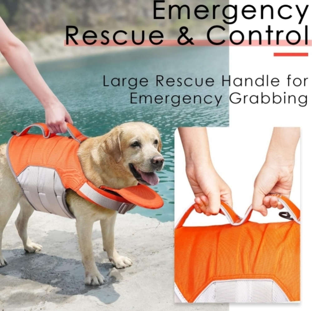 New Thinkpet Dog Life Jacket Large Reflective High Bouyancy Handle Adjustable